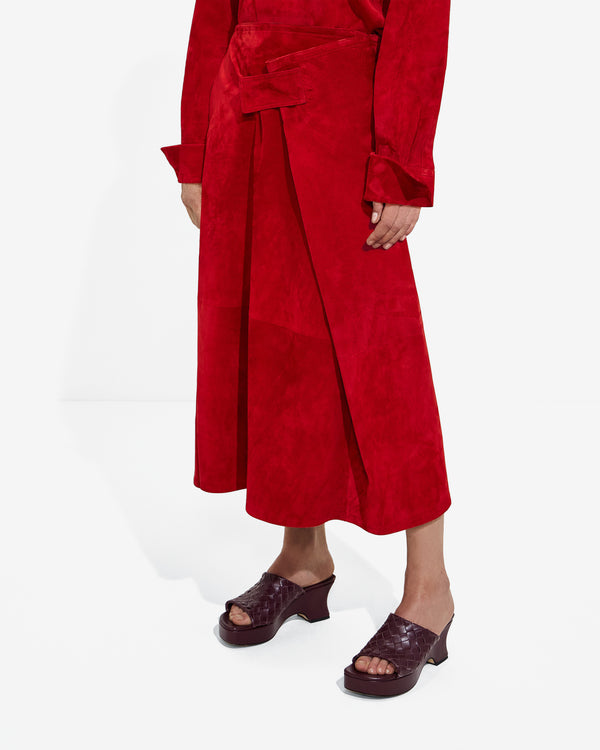 Bottega Veneta  - Women's Suede Leather Skirt - (Crave)