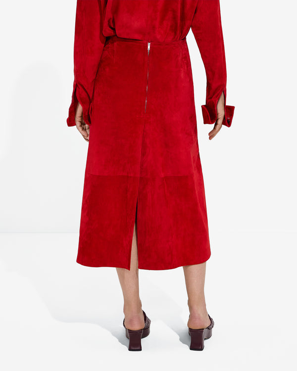 Bottega Veneta  - Women's Suede Leather Skirt - (Crave)