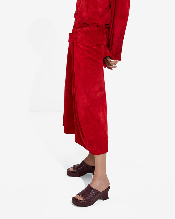 Bottega Veneta  - Women's Suede Leather Skirt - (Crave)