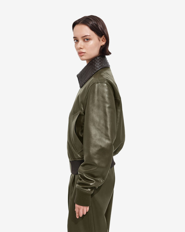 Bottega Veneta  - Women's Shiny Leather Blouson - (Wader Green)