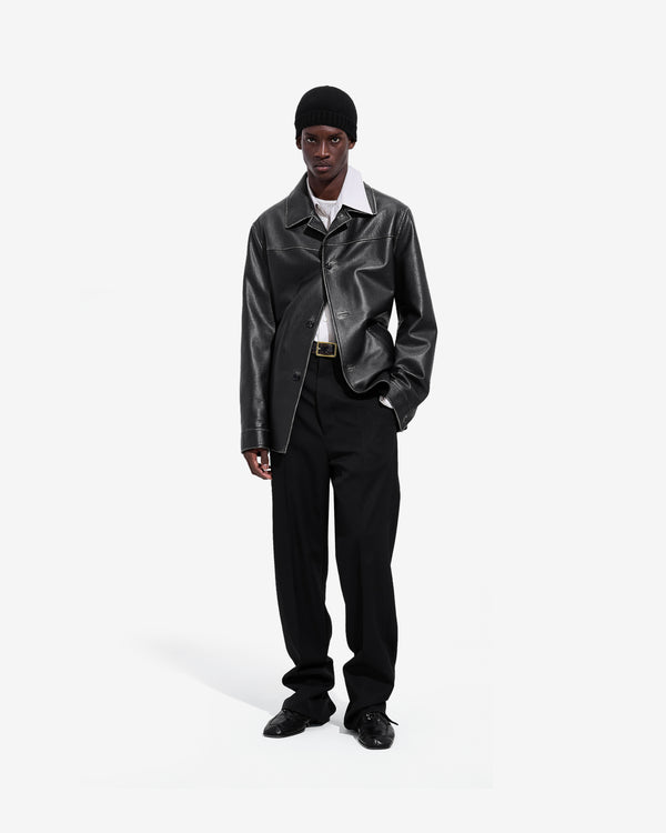 Bottega Veneta  - Men's Weathered Leather Jacket - (Double Black)