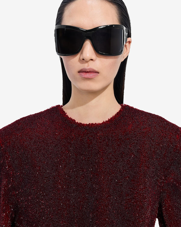 Bottega Veneta  - Intrecciato Wraparound Sunglasses - (Black/Grey)