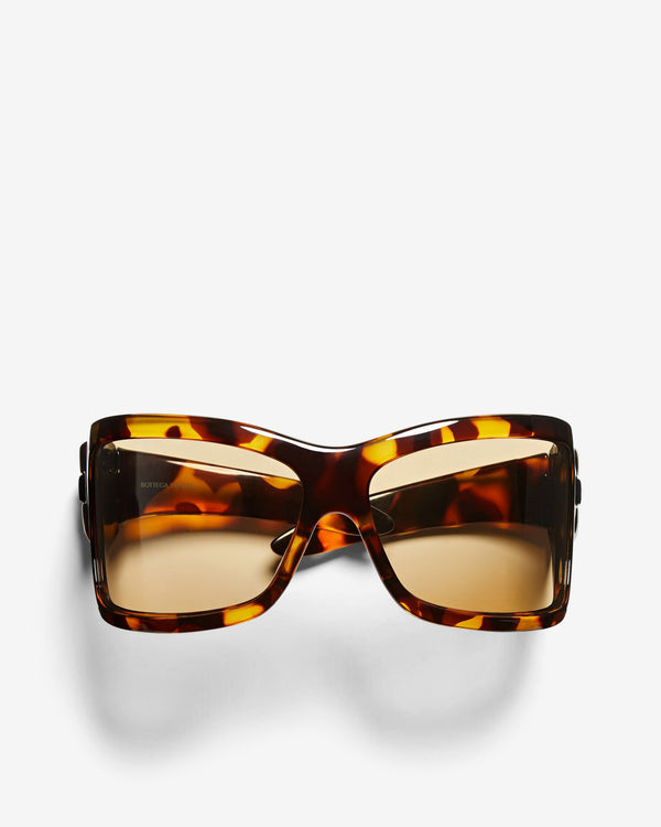 Bottega Veneta  - Intrecciato Wraparound Sunglasses - (Havana/Yellow)
