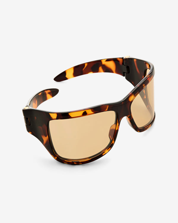 Bottega Veneta  - Intrecciato Wraparound Sunglasses - (Havana/Yellow)
