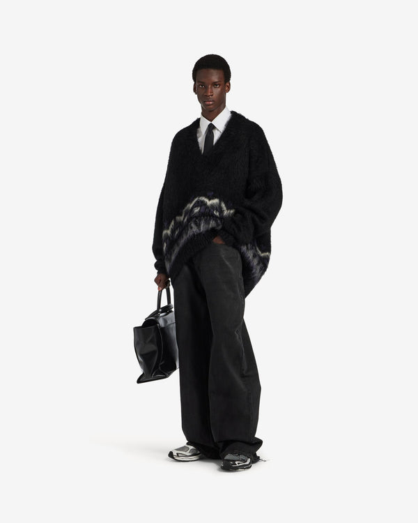 Balenciaga  - Men's V-Neck Oversized Jumper - (Black/Purple)