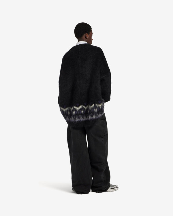 Balenciaga  - Men's V-Neck Oversized Jumper - (Black/Purple)