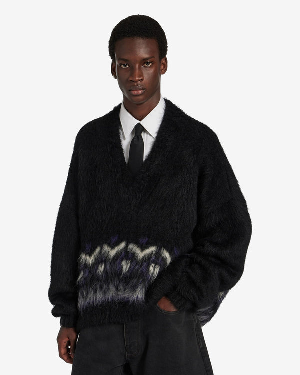 Balenciaga  - Men's V-Neck Oversized Jumper - (Black/Purple)