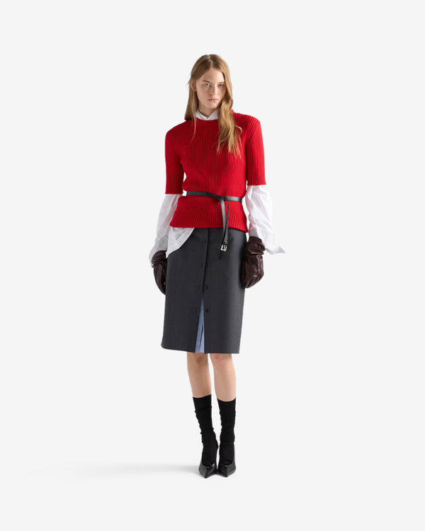 Prada  - Women's Buttoned Pencil Skirt - (Slate Grey)