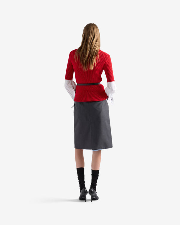 Prada  - Women's Buttoned Pencil Skirt - (Slate Grey)