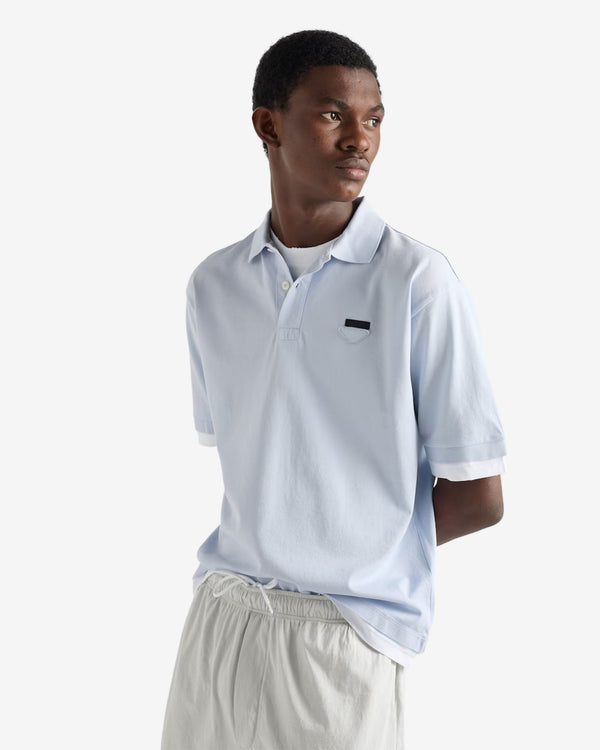 Prada  - Men's Layered Polo Shirt - (Astro/White)