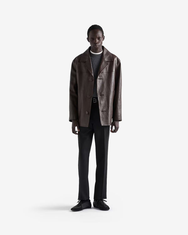 Prada  - Men's Nappa Leather Caban Jacket - (Coffee)