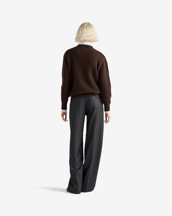 Prada  - Women's Crew Neck Sweater - (Dark Brown)