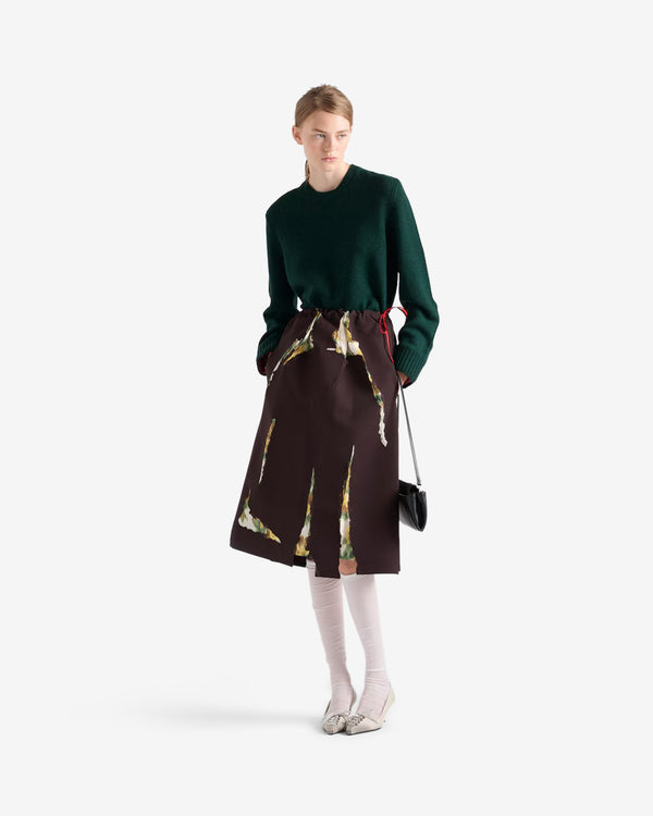 Prada  - Women's Bonded Gabardine Skirt with Devoré Effect - (Ebony)