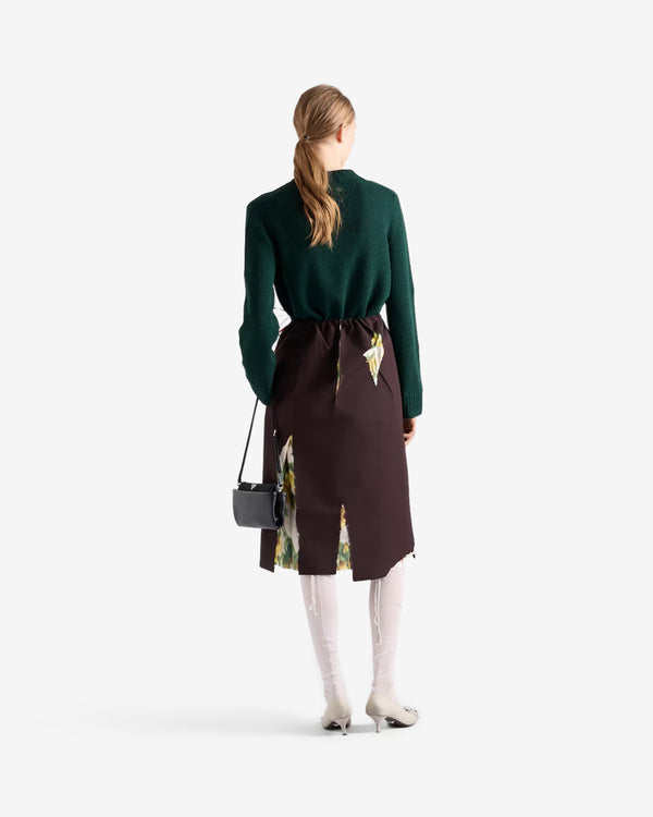 Prada  - Women's Bonded Gabardine Skirt with Devoré Effect - (Ebony)