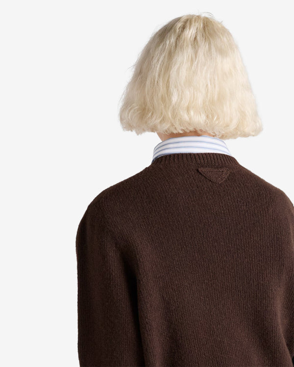 Prada  - Women's Crew Neck Sweater - (Dark Brown)