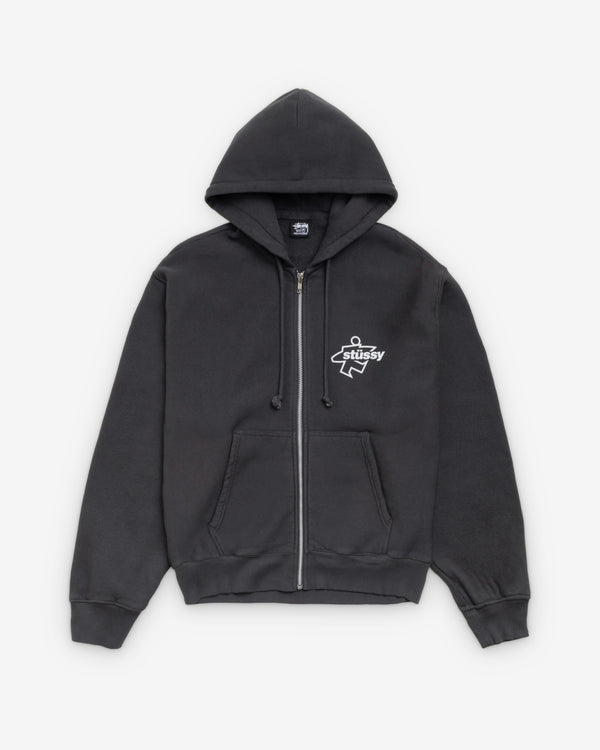 Stüssy - Men's Surf Size Garment Dyed Zip Hood - (Faded Black)