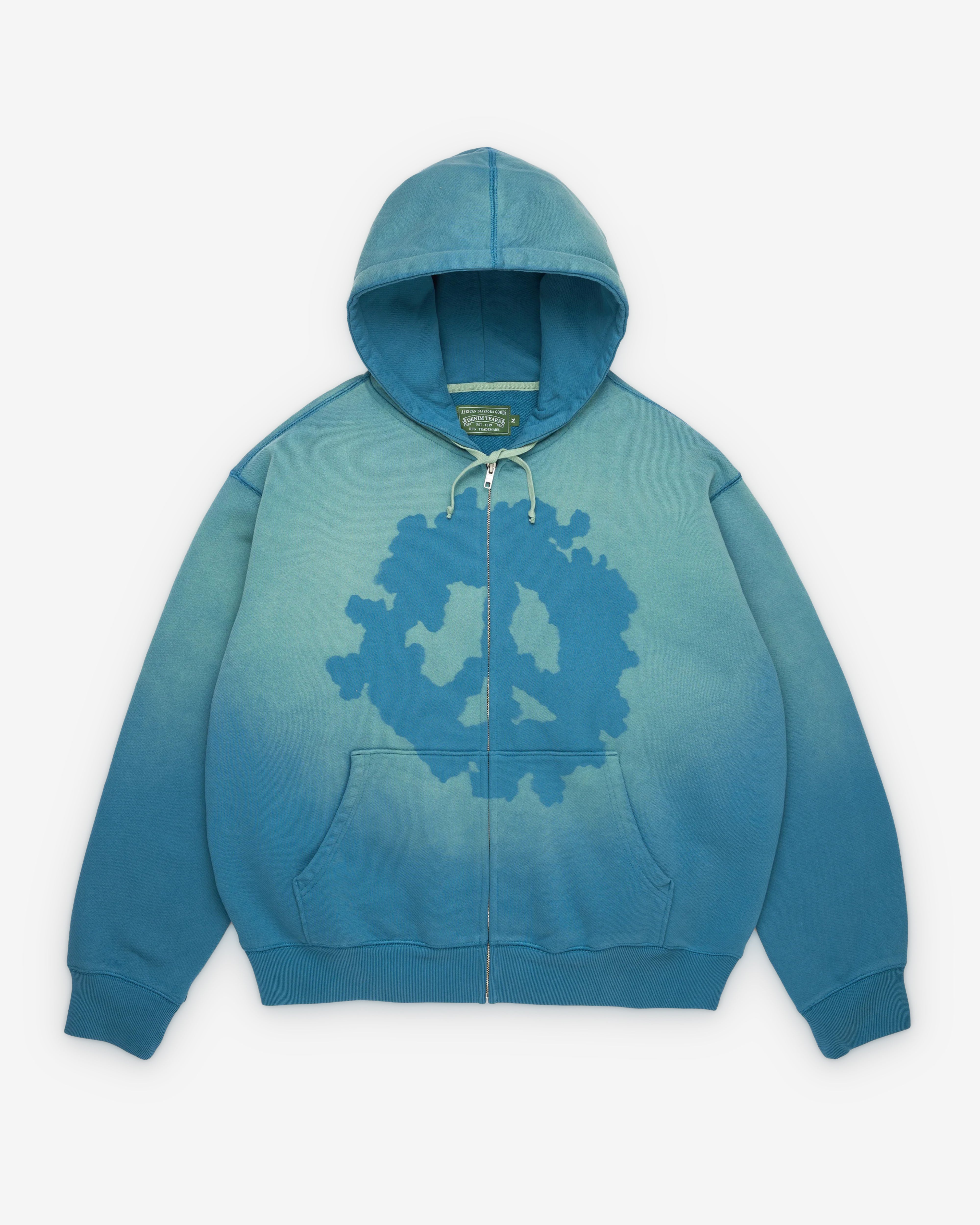 Denim Tears: Men's Peace Wreath Knockout Zip Hood (Blue) | Dover