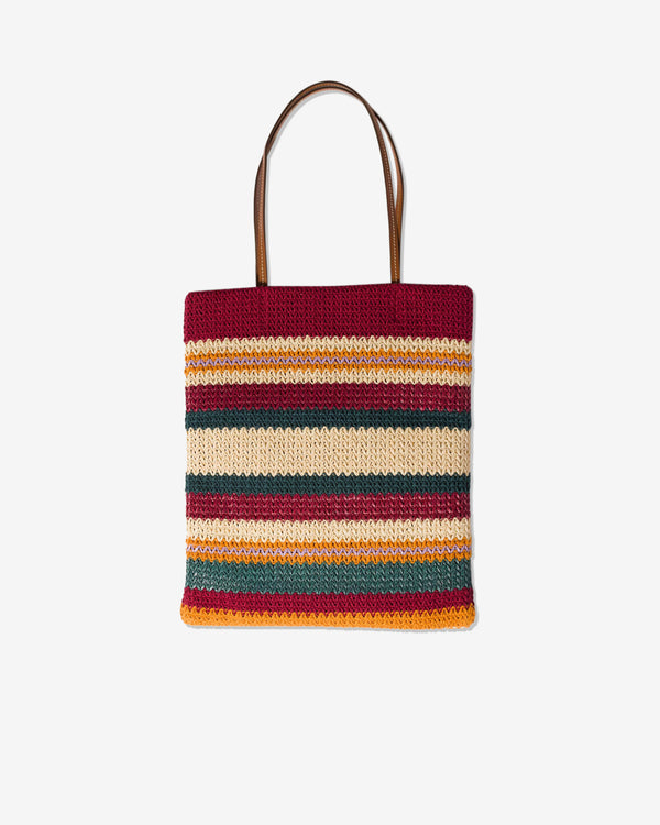 Miu Miu - Raffia-effect Woven Tote Bag - (Bordeaux/Teal/Natural)