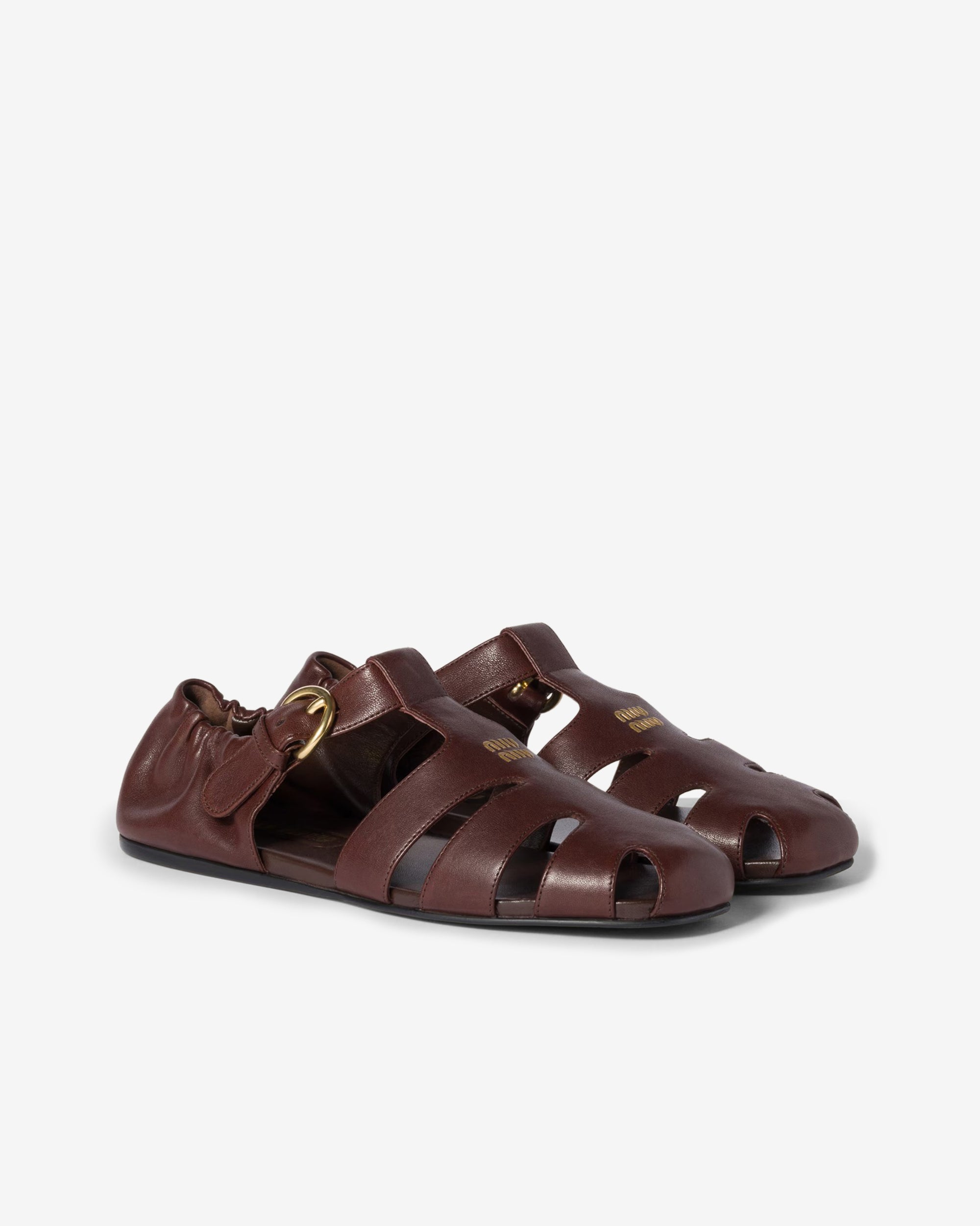 Miu Miu - Women's Ruches Fisherman Sandals - (Briarwood) view 2, Click to Zoom in