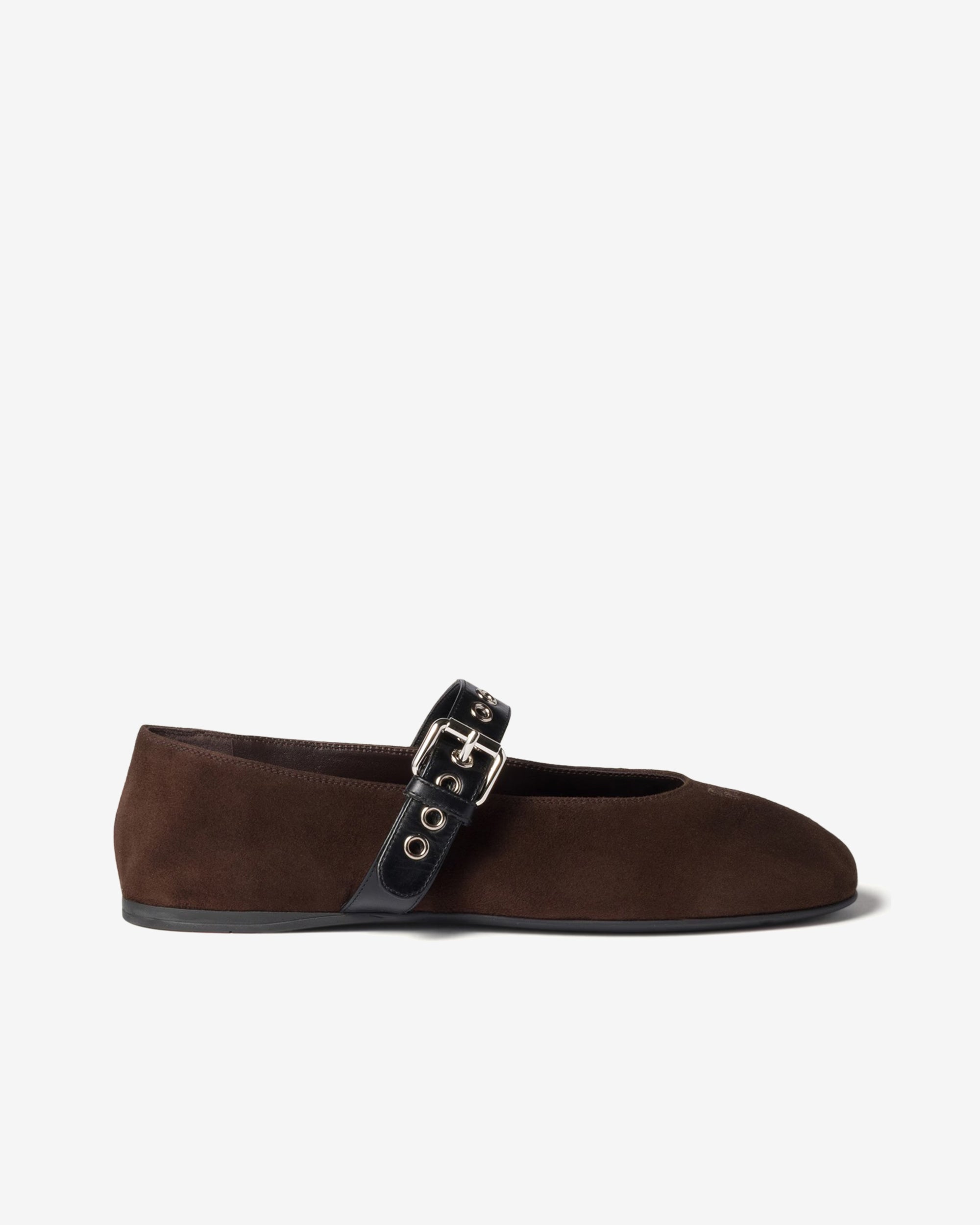 Miu Miu - Women's Suede Ballerinas - (Dark Brown) view 1, Click to Zoom in