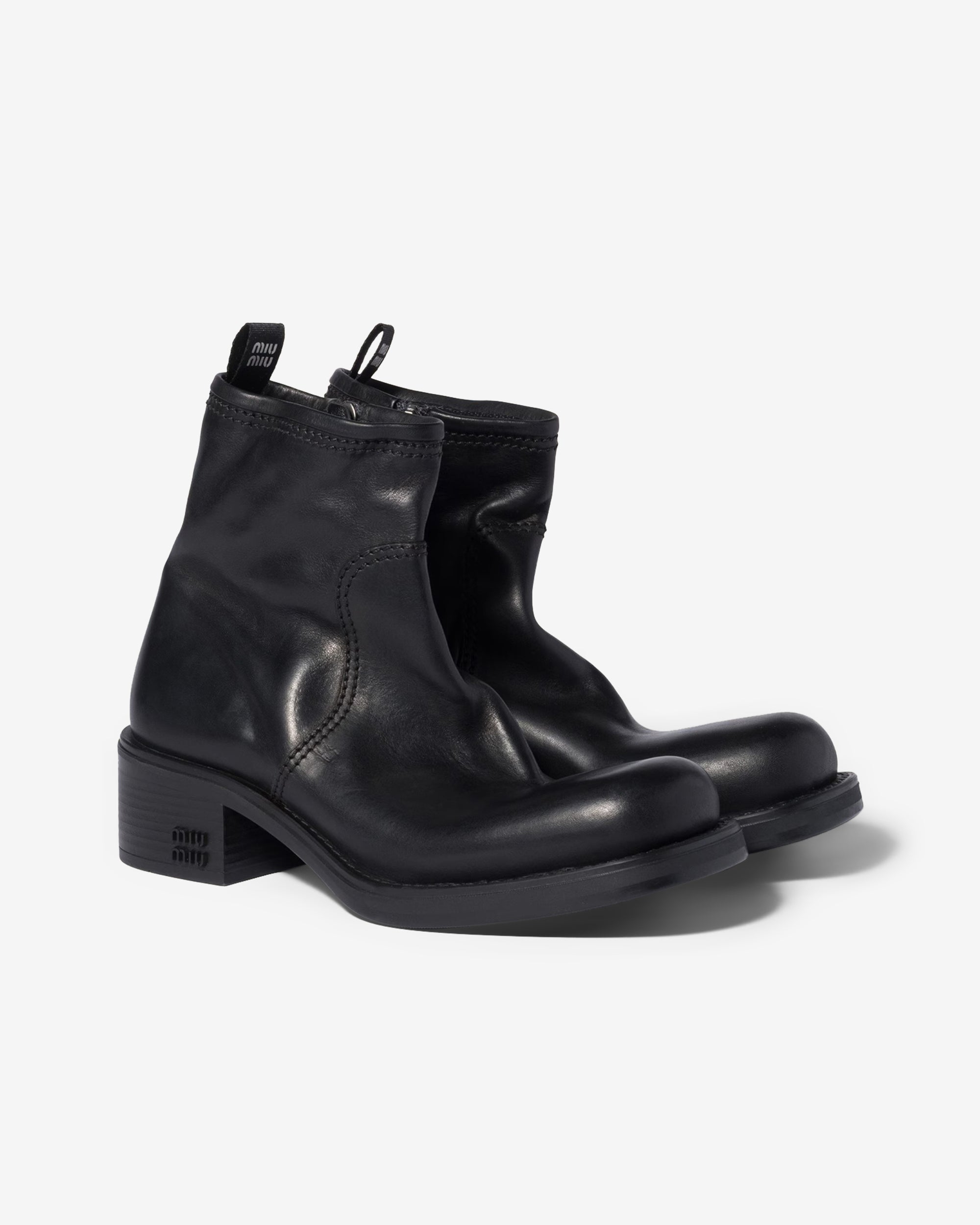 Miu Miu - Women's Calf Leather Booties - (Black) view 2, Click to Zoom in