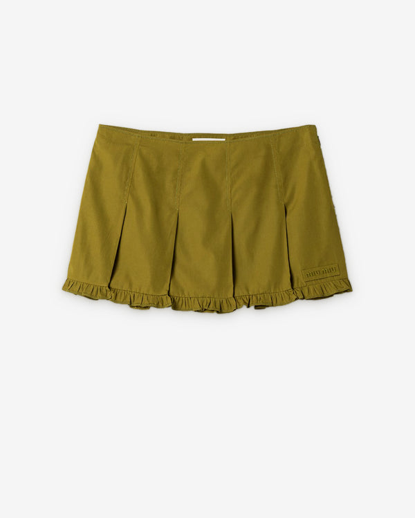 Miu Miu - Women's Poplin Pleated Mini Skirt - (Olive Green)