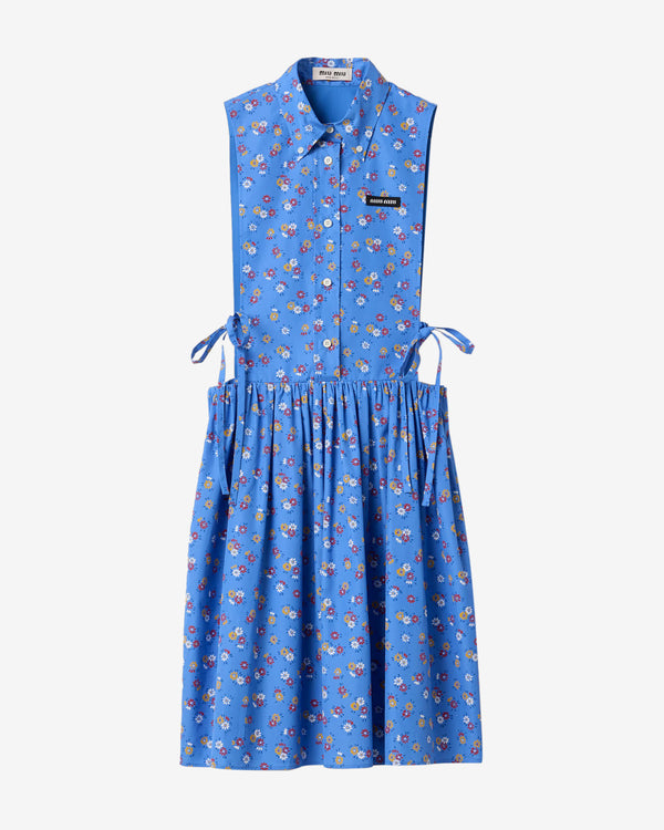 Miu Miu - Women's Poplin Side Tie Dress - (Periwinkle/Ruby)