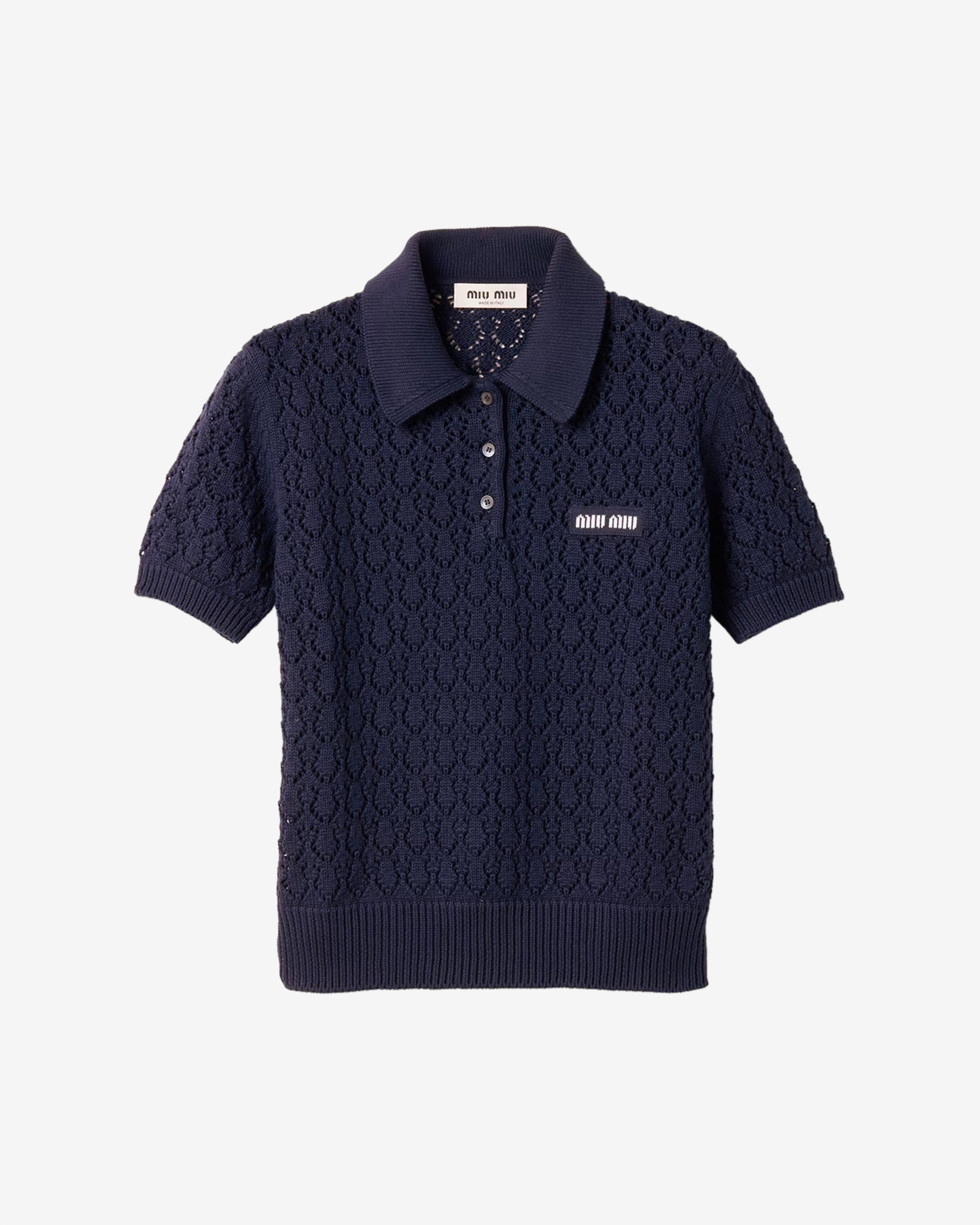 Miu Miu - Women's Cotton Polo Shirt - (Navy) view 1, Click to Zoom in