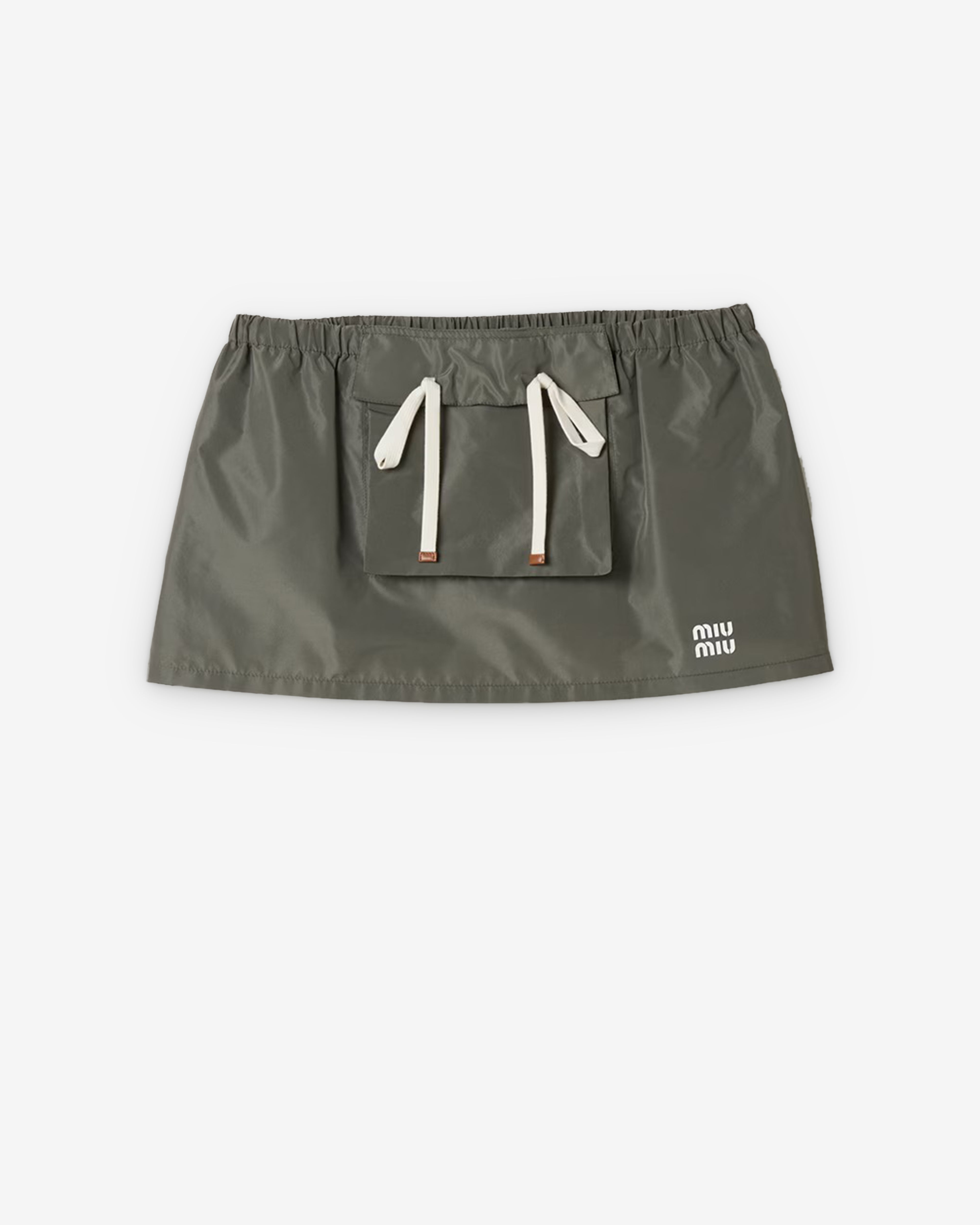 Miu Miu: Women's Technical Fabric Mini Skirt (Forest Green