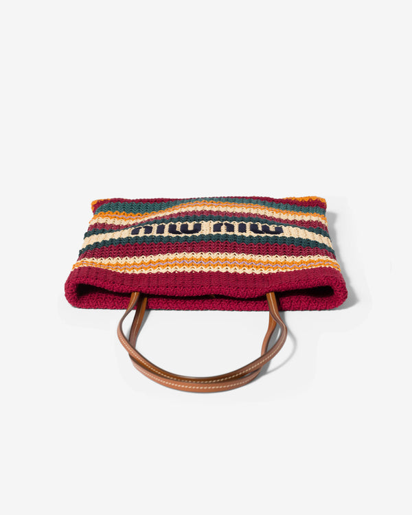 Miu Miu - Raffia-effect Woven Tote Bag - (Bordeaux/Teal/Natural)