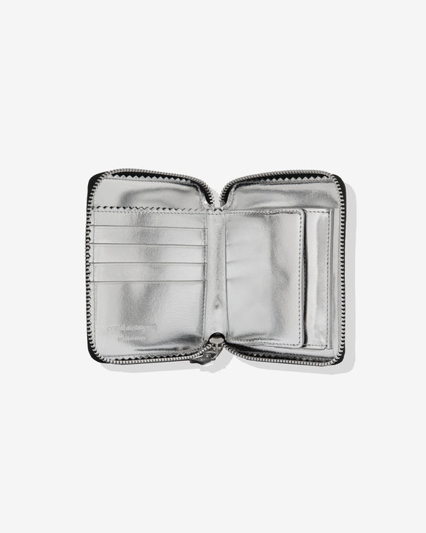 CDG Wallet - Mirror Inside Black/Silver Full Zip Around Wallet - (Black SA2100MI)