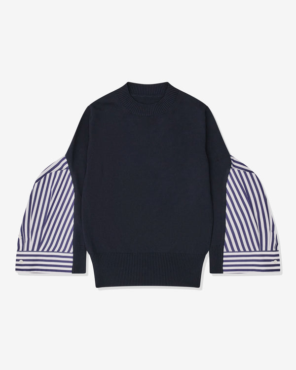 Sacai - Women's Cotton Poplin X Knit Pullover - (Navy Stripe)