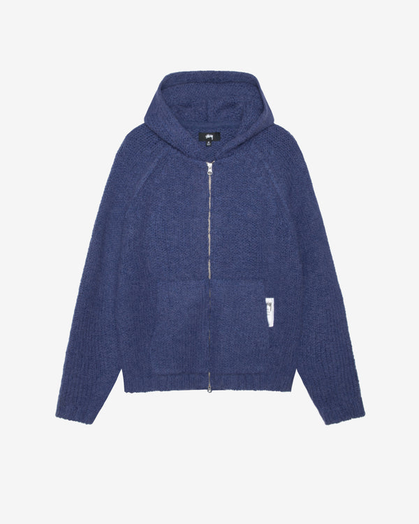 Stussy - Men's Chunky Sweater Zip Hood - (Blue)