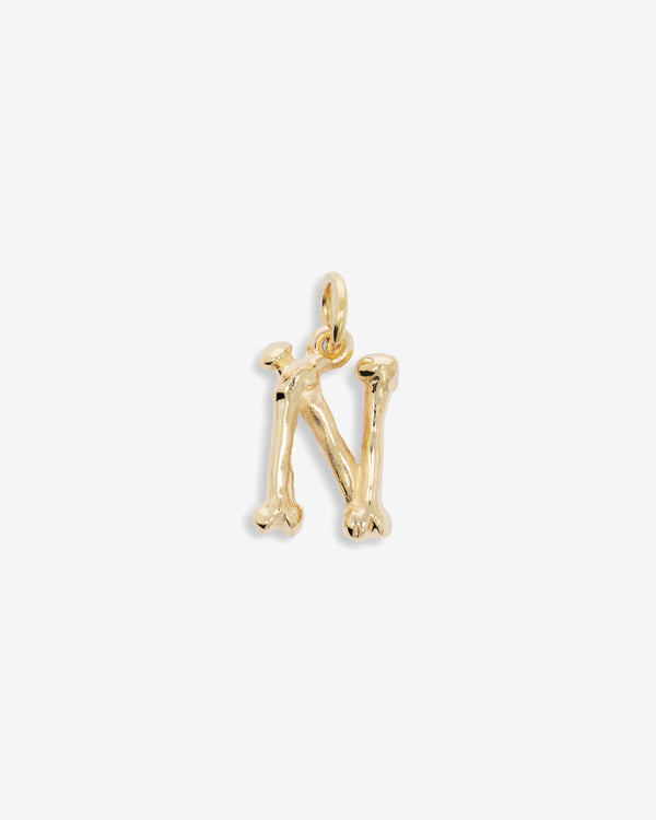 The Great Frog - Letter N Alphabones Pendant - (Gold)