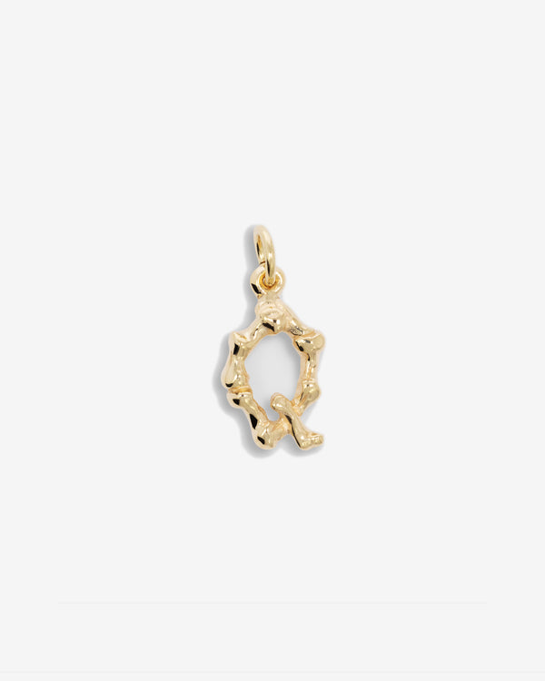 The Great Frog - Letter Q Alphabones Pendant - (Gold)