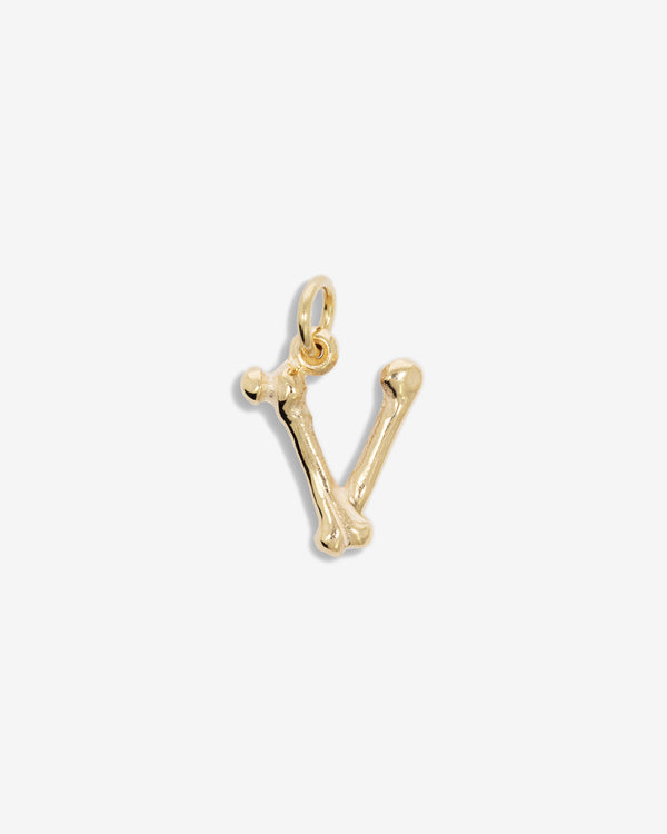 The Great Frog - Letter V Alphabones Pendant - (Gold)