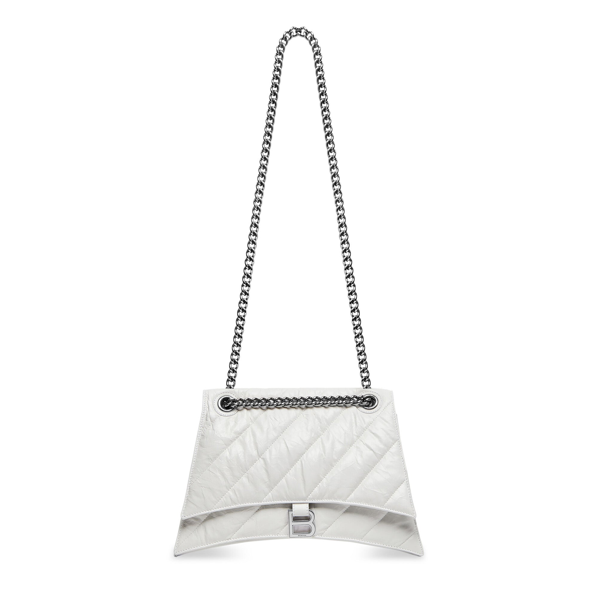 Balenciaga - Women’s Crush Quilted Chain Medium Bag - (Optic White) view 6