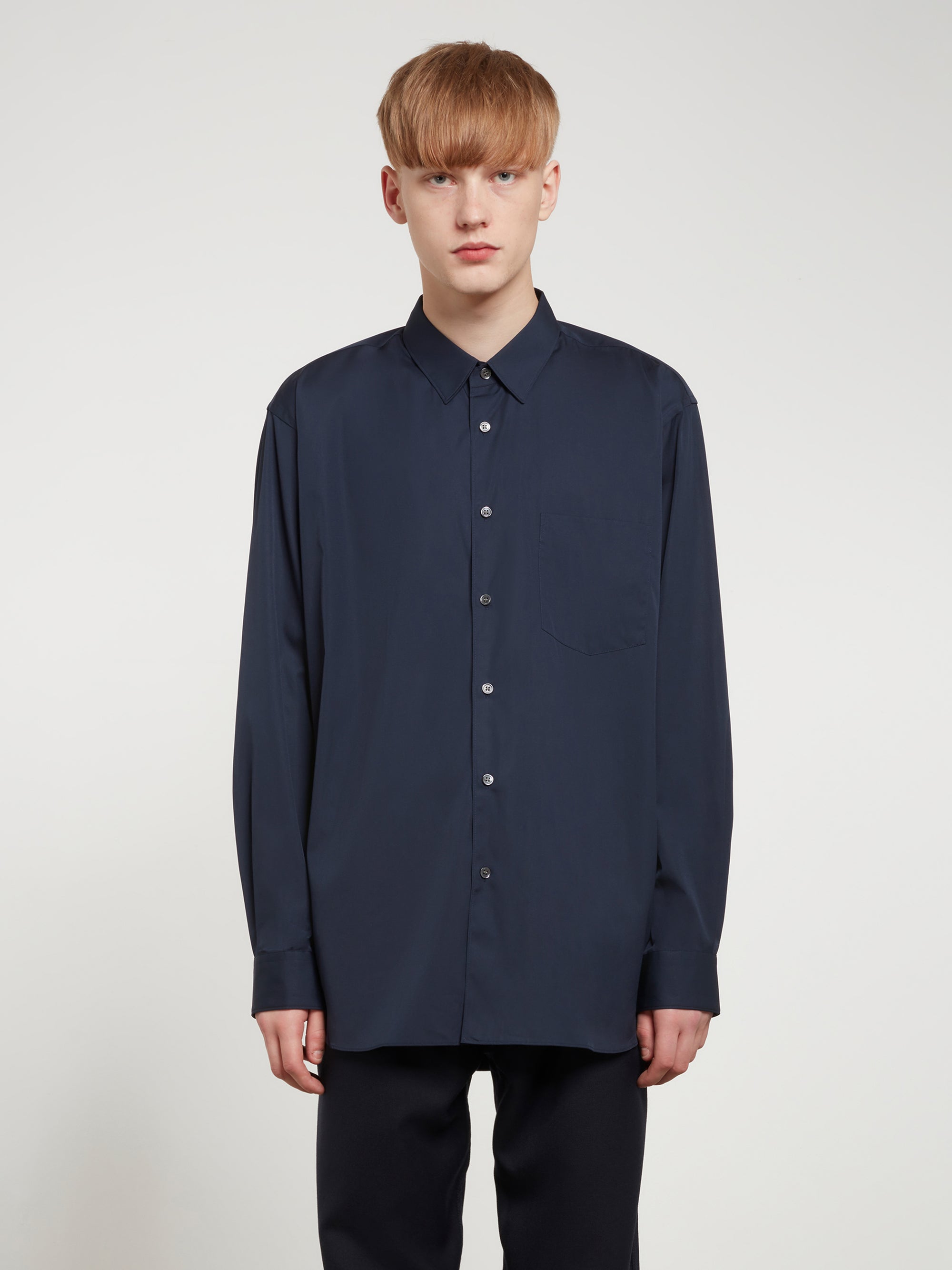 CDG Shirt Forever - Wide Fit Cotton Shirt - (Navy) view 2