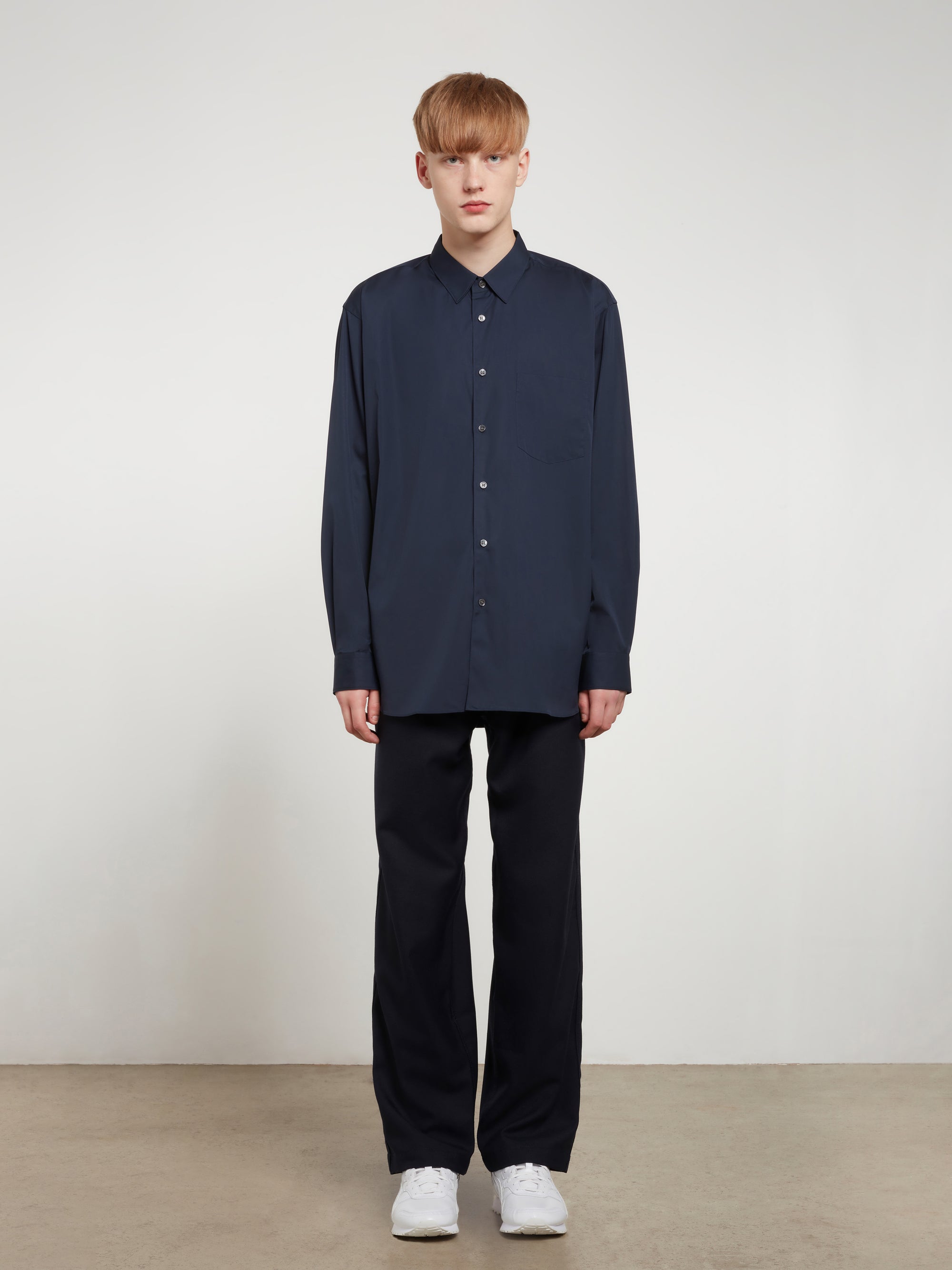 CDG Shirt Forever - Wide Fit Cotton Shirt - (Navy) view 5