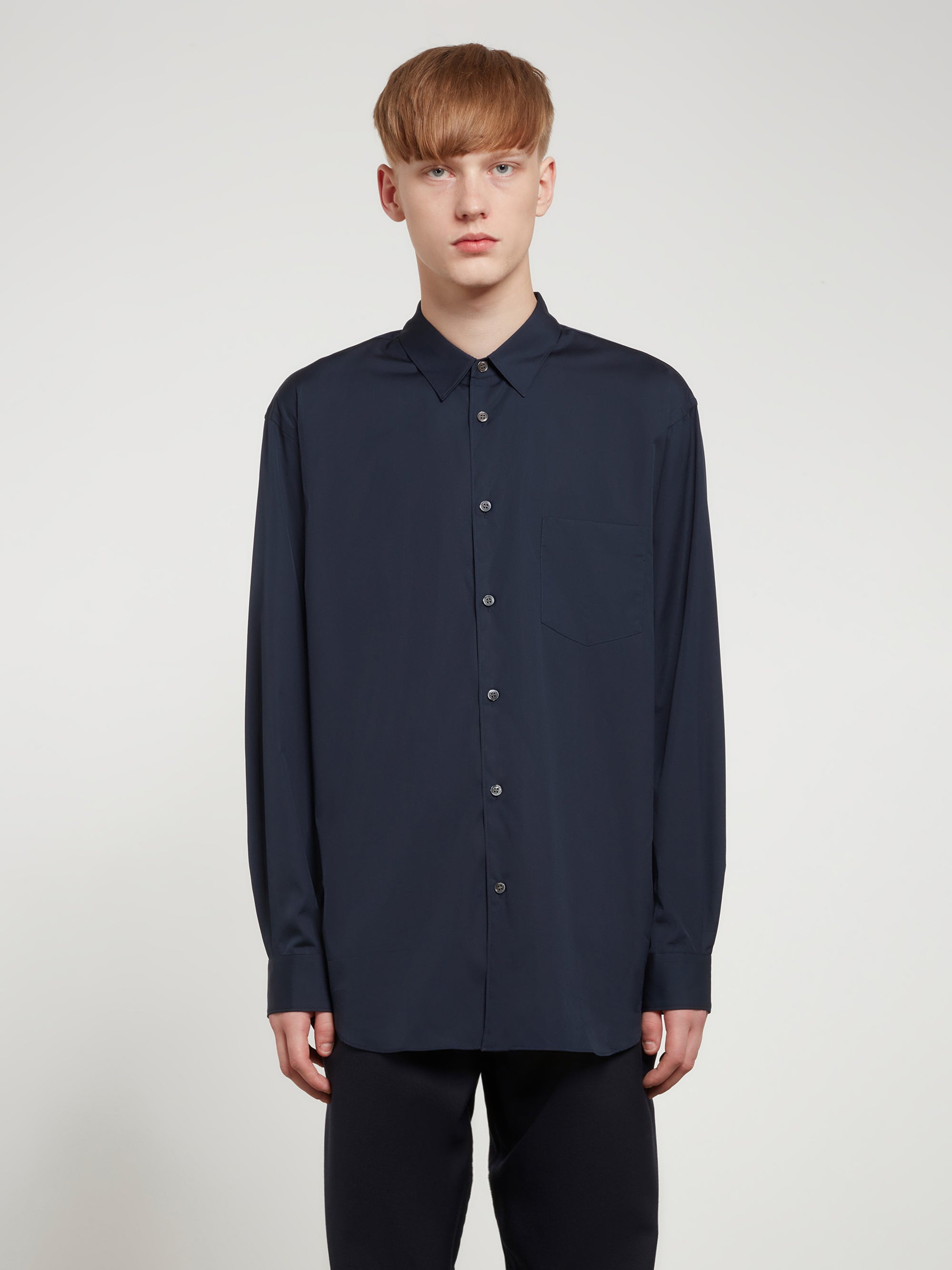CDG Shirt Forever - Classic Fit Woven Cotton Shirt - (Navy) view 2