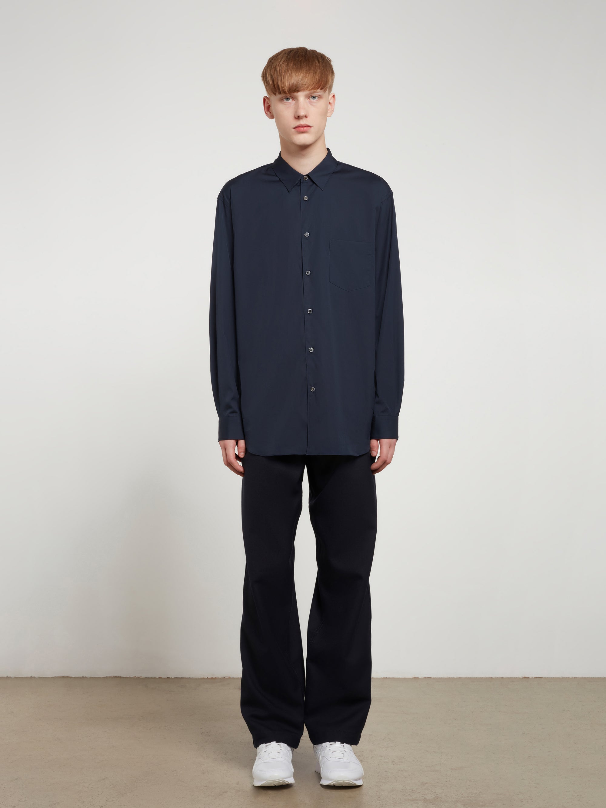 CDG Shirt Forever - Classic Fit Woven Cotton Shirt - (Navy) view 5