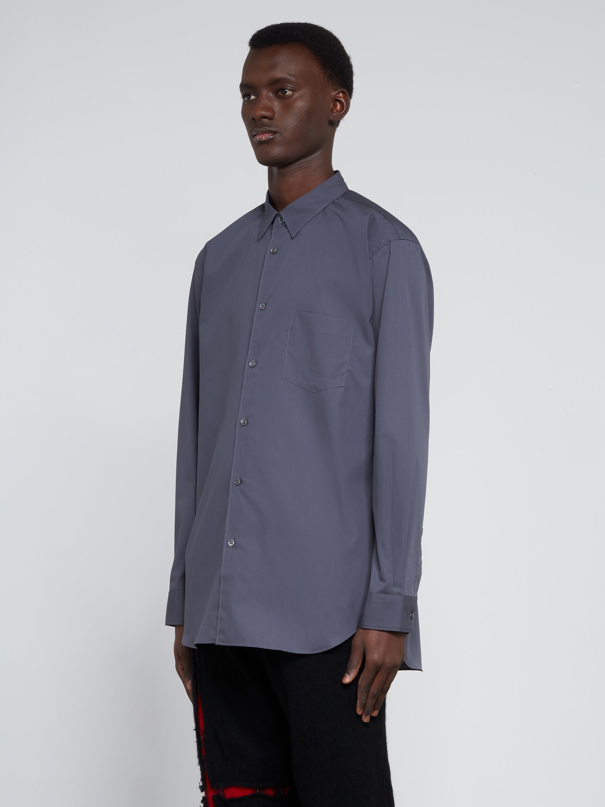 CDG Shirt Forever - Classic Fit Woven Cotton Shirt - (Grey) view 3