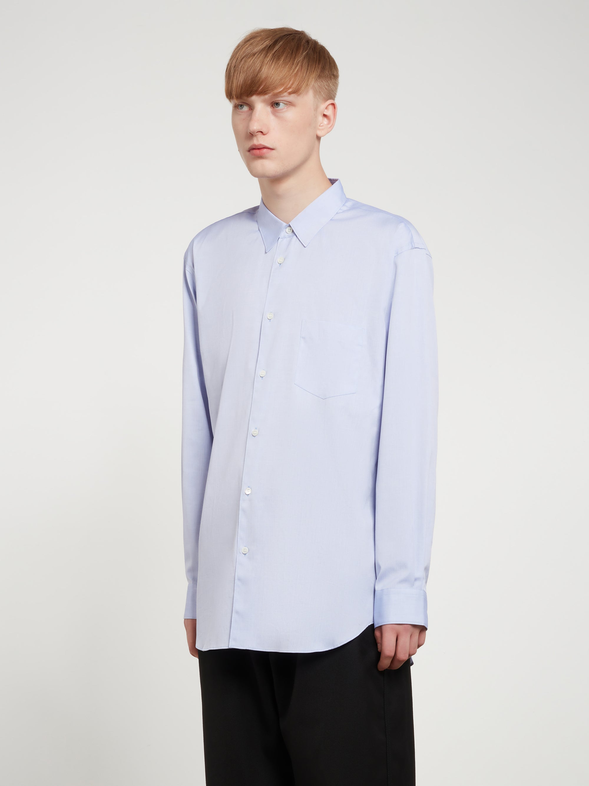 CDG Shirt Forever - Classic Fit Woven Cotton Shirt - (Light Blue) view 3