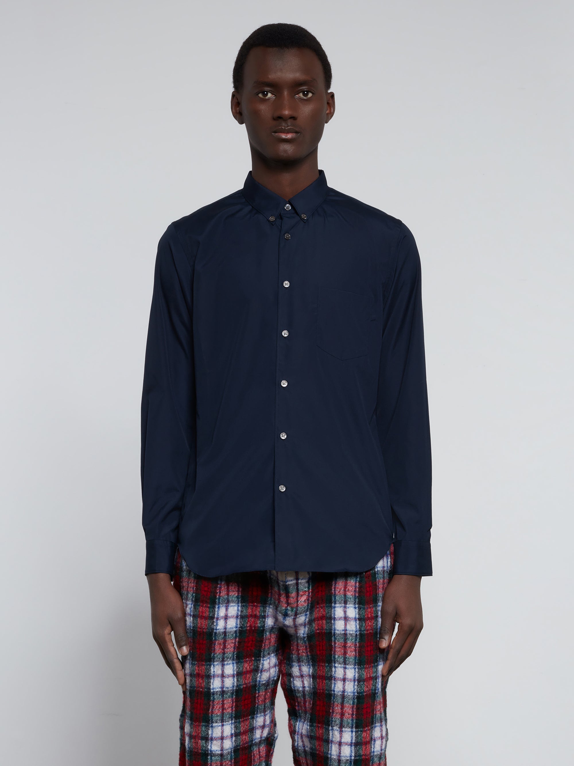 CDG Shirt Forever - Slim Fit Button-Down Cotton Shirt - (Navy) view 1