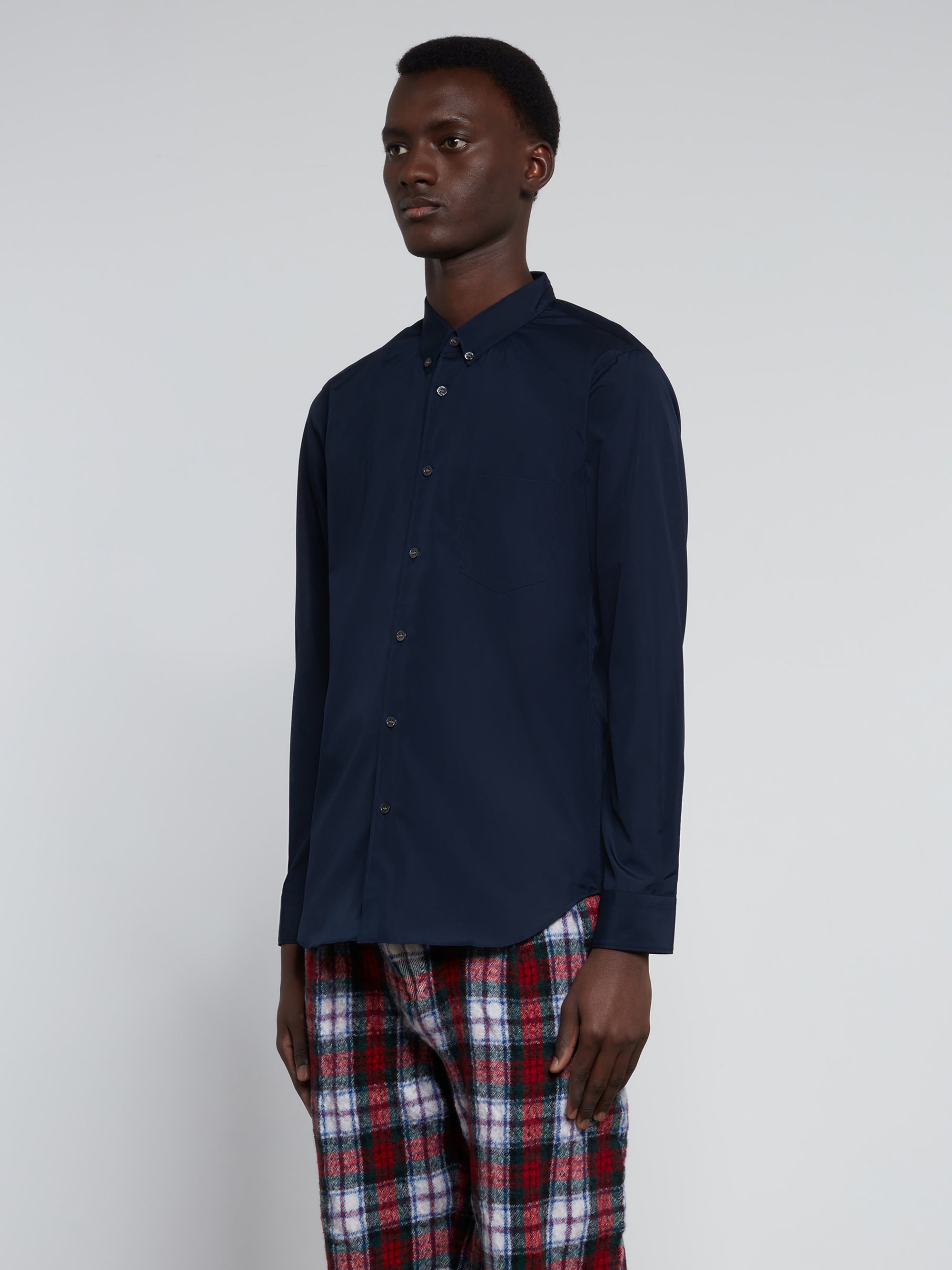 CDG Shirt Forever - Slim Fit Button-Down Cotton Shirt - (Navy) view 2