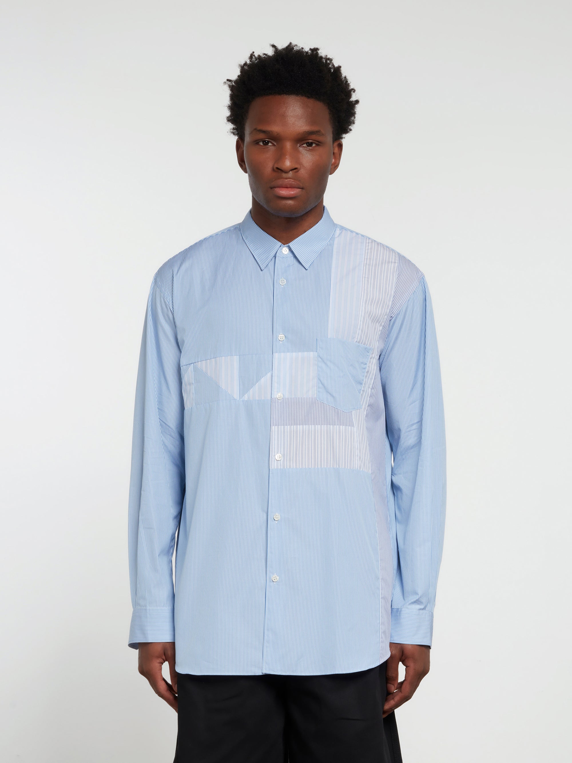 CDG Shirt Forever - Classic Fit Patchwork Stripe Shirt - (Stripe/Mix) view 2