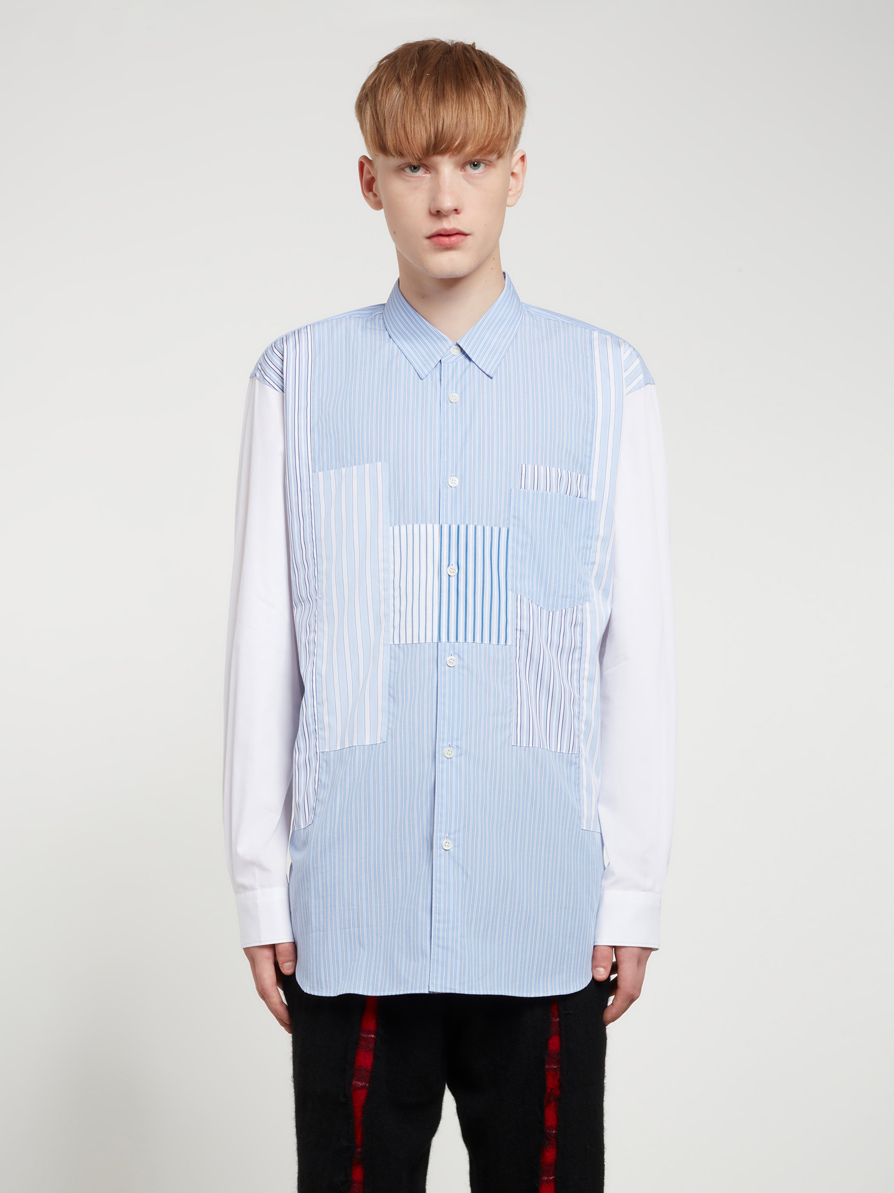 Comme des hotsell garcons patchwork shirt