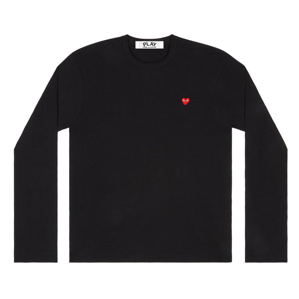 Play - Small Red Heart Long Sleeve T-Shirt - (Black)