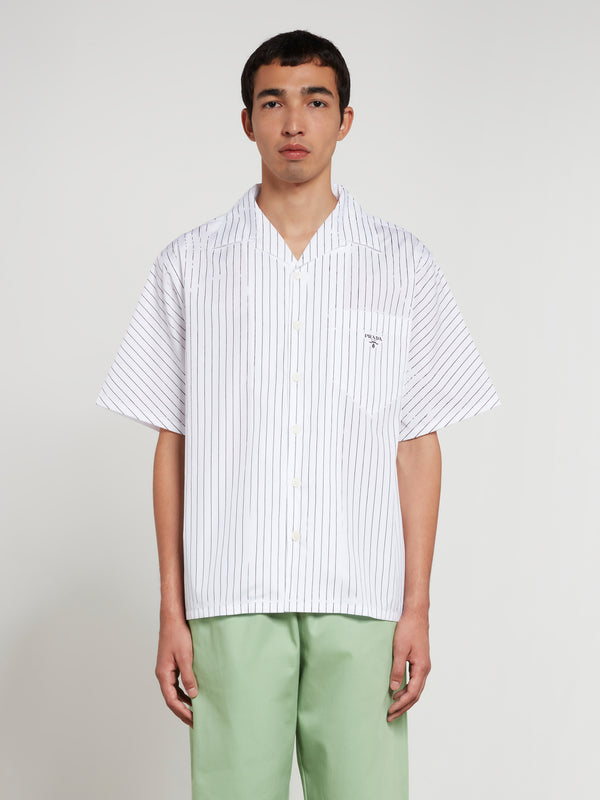 Prada - Men’s Striped Short Sleeve Shirt - (White/Black)