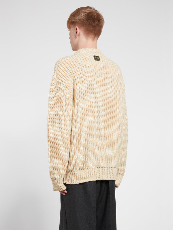 Raf Simons - Men’s Bulky Pearl Ribbed Roundneck Sweater - (Ecru Yellow)